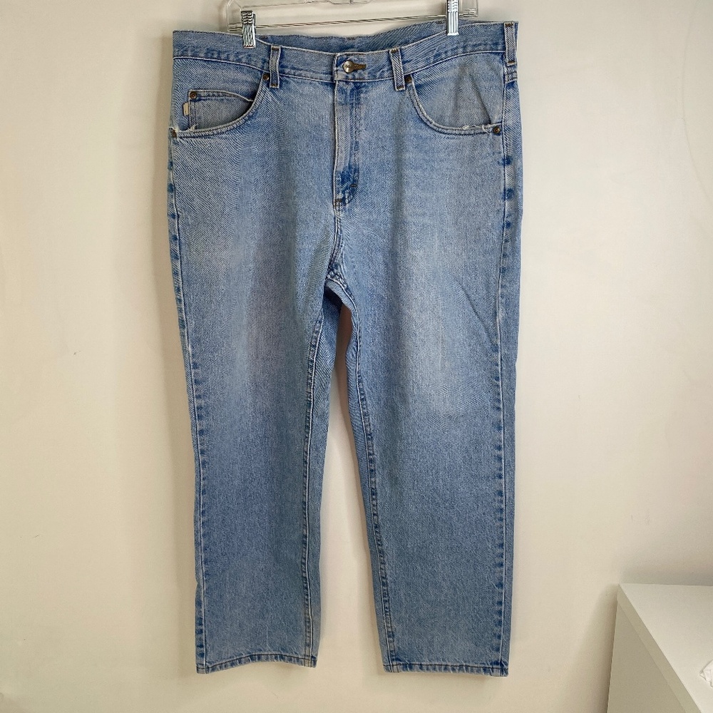 LL Bean Double Natural Fit Straight Leg Blue Jeans Medium Wash 100% Cotton